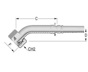 45 Deg Bend Metric Female O-Ring Swivel Solid Bent Tube Interlock – DKOS DIN 3865 Heavy